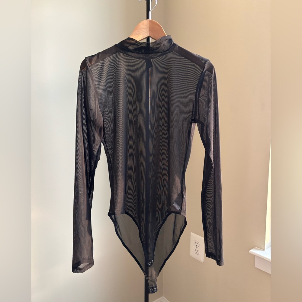Black Sheer Long Sleeve Bodysuit